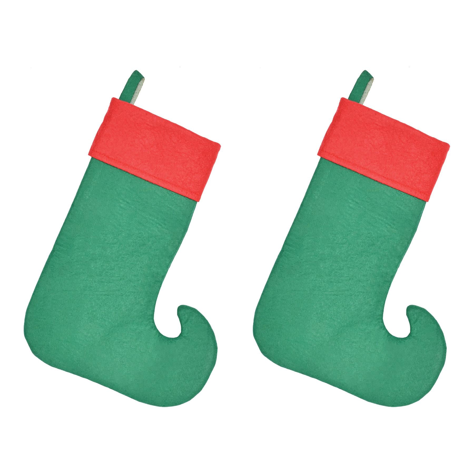 12 Pack Christmas Felt Elf Stockings - Holiday Decorations for Fireplace Mantel, Tree, and Festive Home Decor