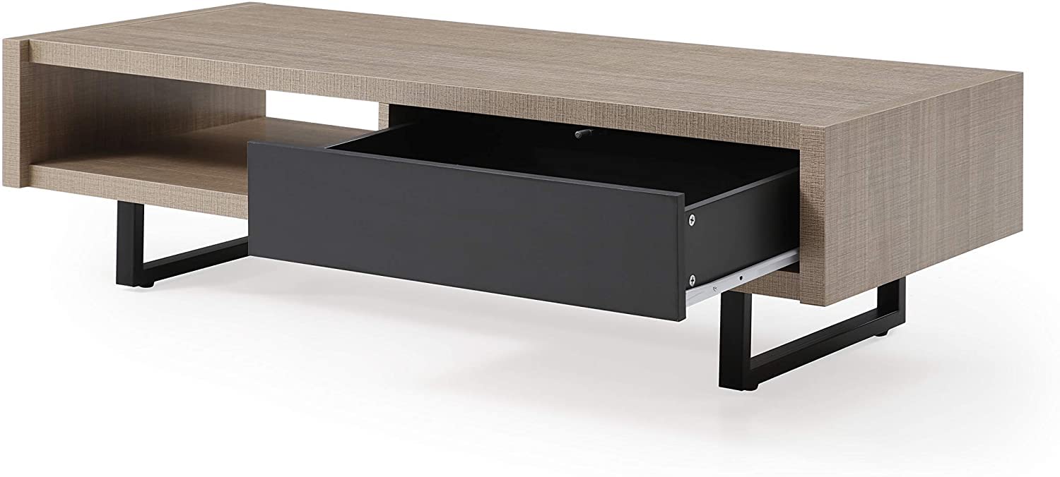 Mid-Century Modern Coffee Table with 1 Drawer by AC Pacific - Light Fawn Finish for Living Room, Lounge & Office Decor