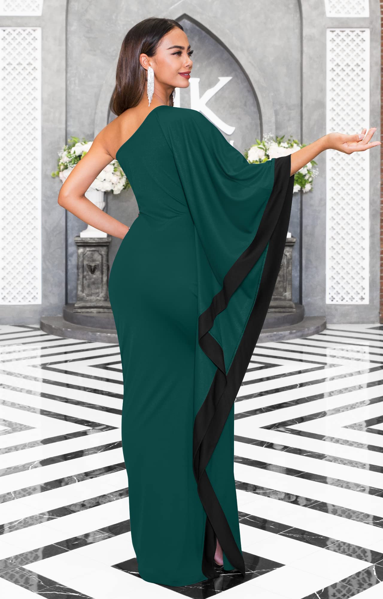Elegant One Shoulder Long Maxi Dress for Women - Perfect for Cocktail Parties, Weddings & Special Occasions | KOH KOH Women's Formal Evening Gown