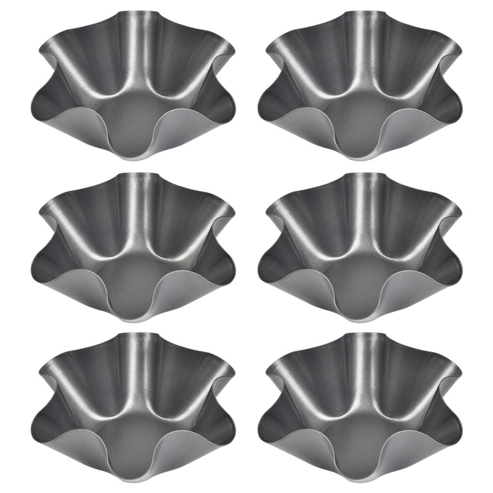 6 Pack Non-Stick Taco Salad Shell Mold - 6 Inch Carbon Steel Tortilla Bowl Maker for Perfect Taco Shells | Extra Thick Steel Taco Shell Maker for Home Kitchen | Ideal for Taco Nights, Party Snacks & Mexican Cuisine