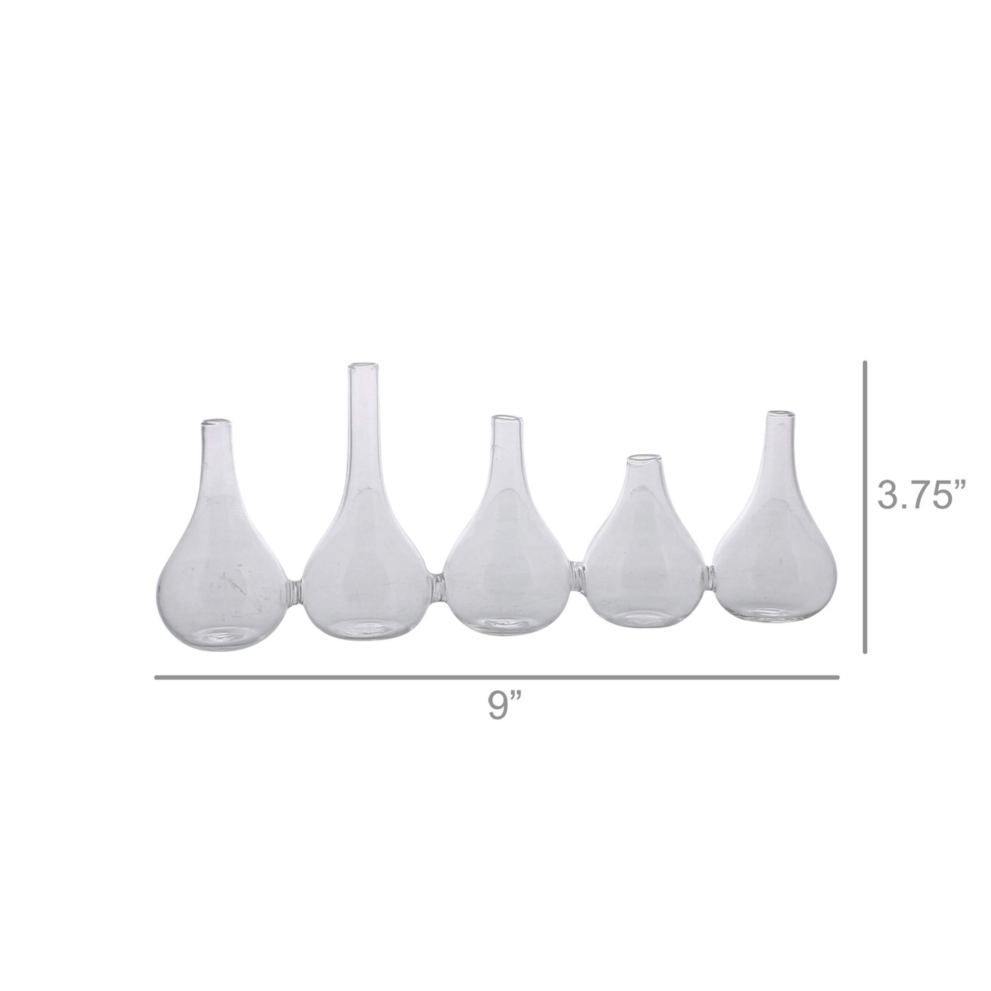 Clear Quintuplet Set of 5 Joined Glass Posy Vases for Wedding Centerpieces, Table Decor, Floral Arrangements – HomeRoots
