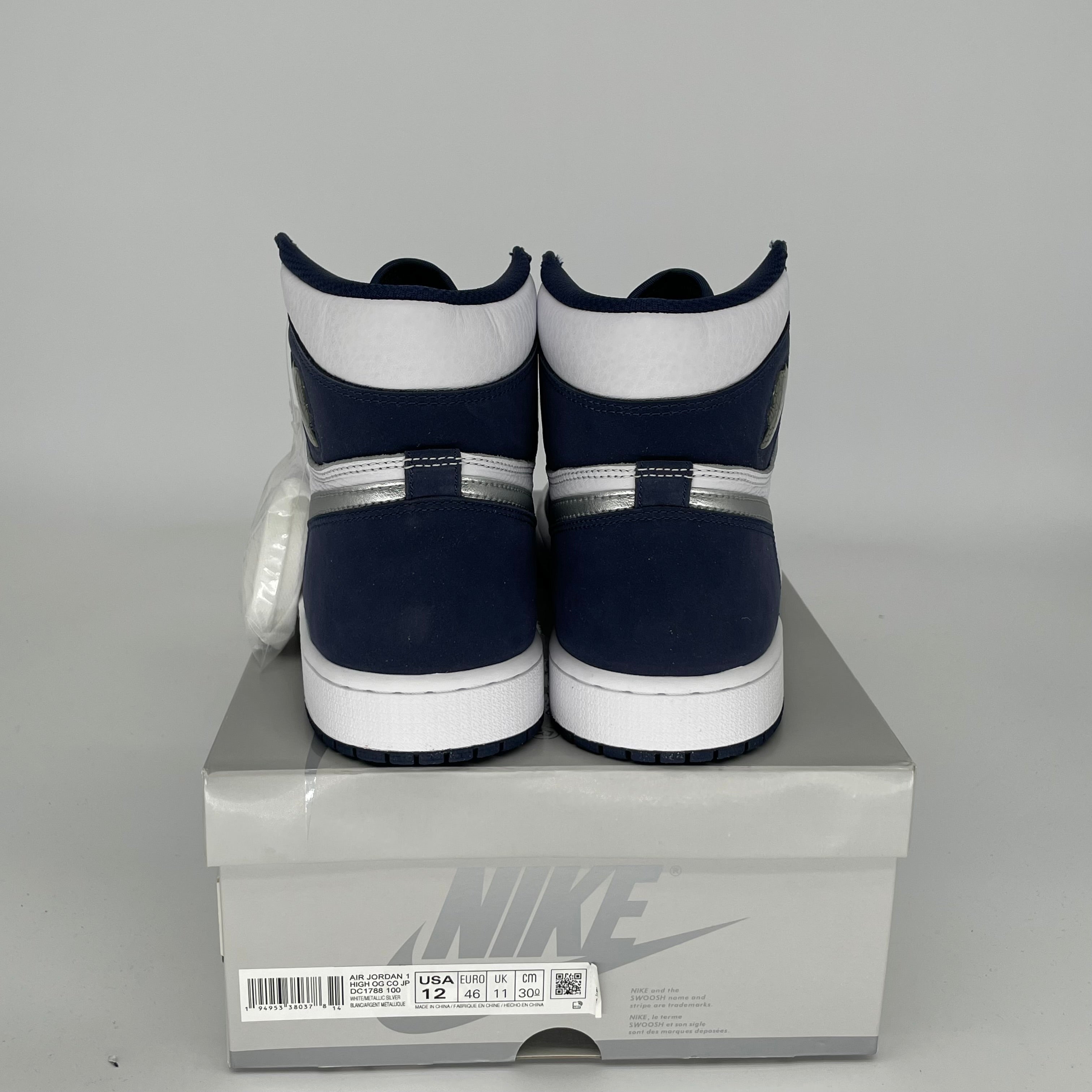 Original Air Jordan 1 CO.JP Midnight Navy Men's Basketball Shoes Size 12 (DC1788-100) - Retro Sneakers for Streetwear & Casual Outfits
