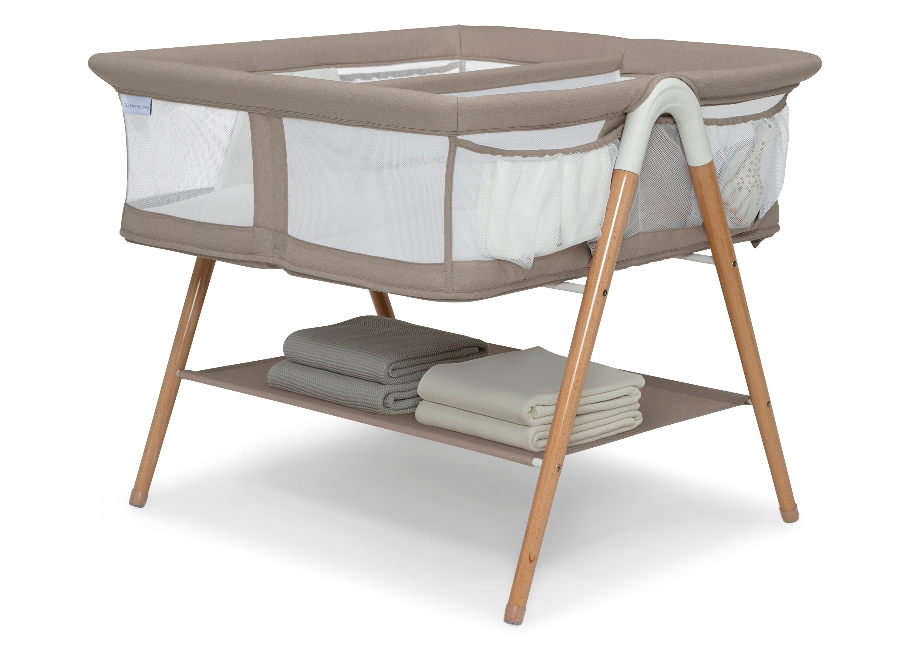 Bondi Beechwood Twin Bassinet - Portable Baby Crib for Newborns & Infants - Lightweight & Sturdy Wooden Cradle for Nursery, Bedroom, or Travel - Perfect for Twins or Siblings Sharing