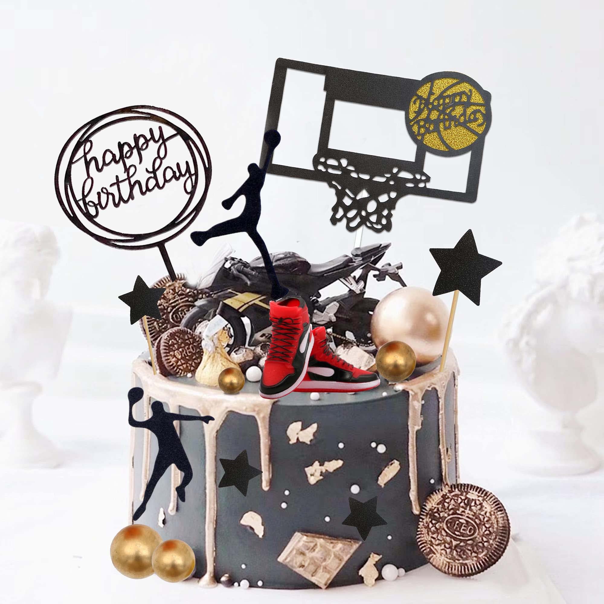 19pcs Basketball Cake Toppers Set for Boys & Men - Sneaker & Ball Decorations for Birthday Cakes, Cupcakes | Perfect for NBA Themed Parties, Sports Celebrations & Basketball Fan Gifts