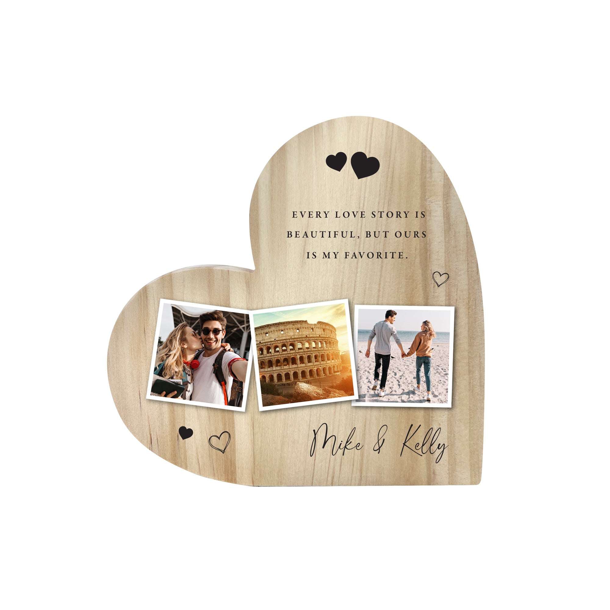 Personalized Couples Photo Wooden Freestanding Heart - Custom Anniversary Gift for Wedding, Valentine's Day & Home Decor