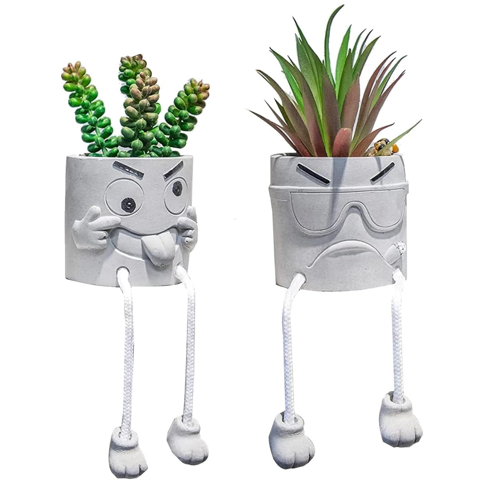 2PCS Artificial Succulent Plants - Mini Fake Plants for Home, Office & Bathroom Decor - Cute Faux Plants for Windowsill, Desk & Shelf Decor - Perfect for Indoor Greenery & Gift Giving
