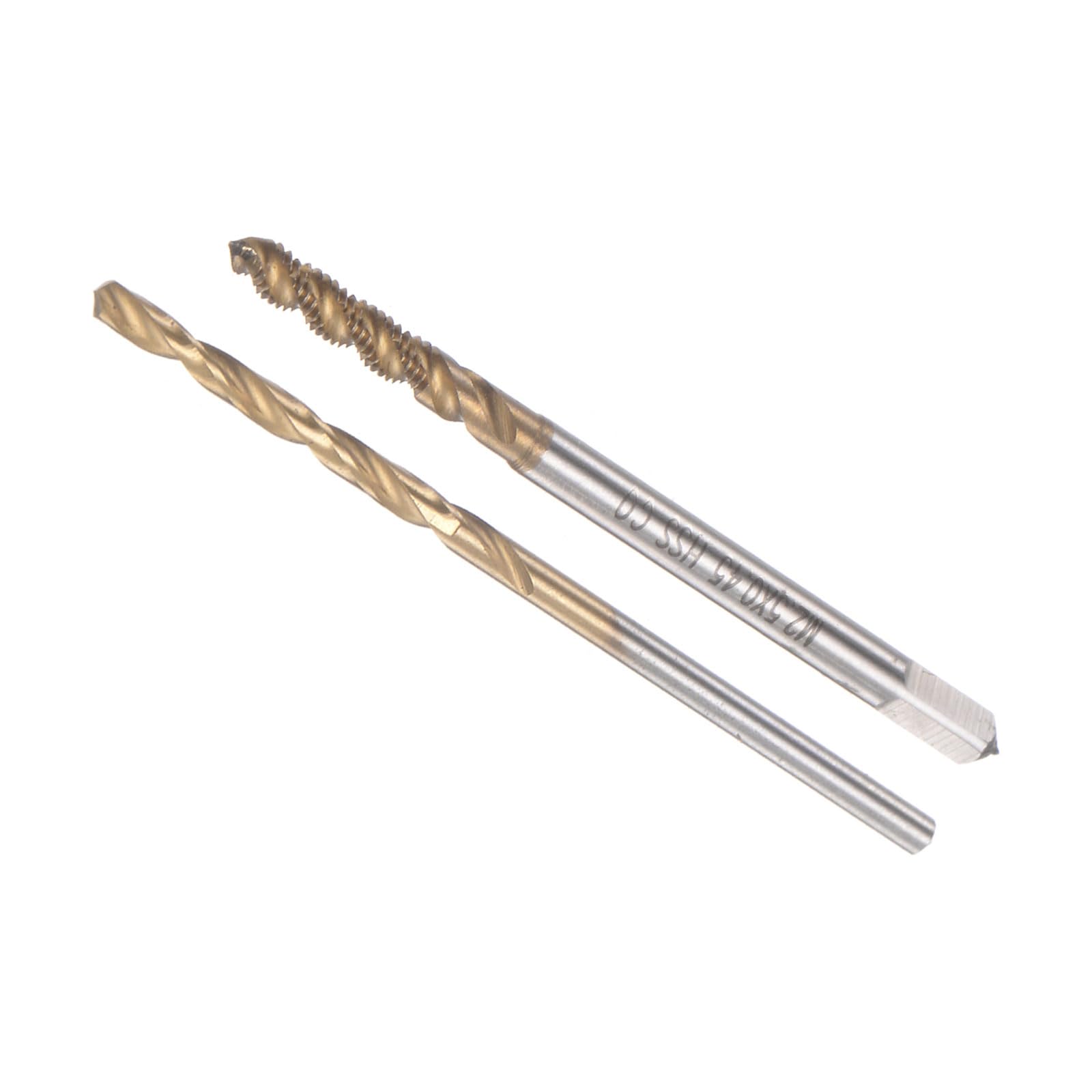 Premium Ti-Coated Spiral Flute Tap and Drill Bit Set - M2.5 x 0.45 Thread with 2mm Drill Diameter - High Precision Machine Screw Tapping Tools for Metalworking, DIY Projects, and Professional Repairs