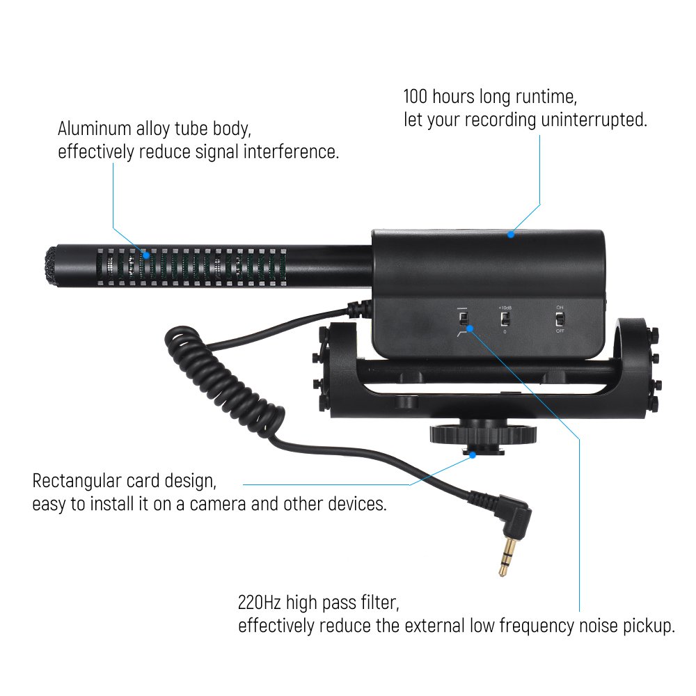 Takstar SGC-598 Professional Interview Microphone - Compatible with Nikon & Canon DSLR Cameras, DV Camcorders - Ideal for Vlogging, Interviews, and Live Streaming