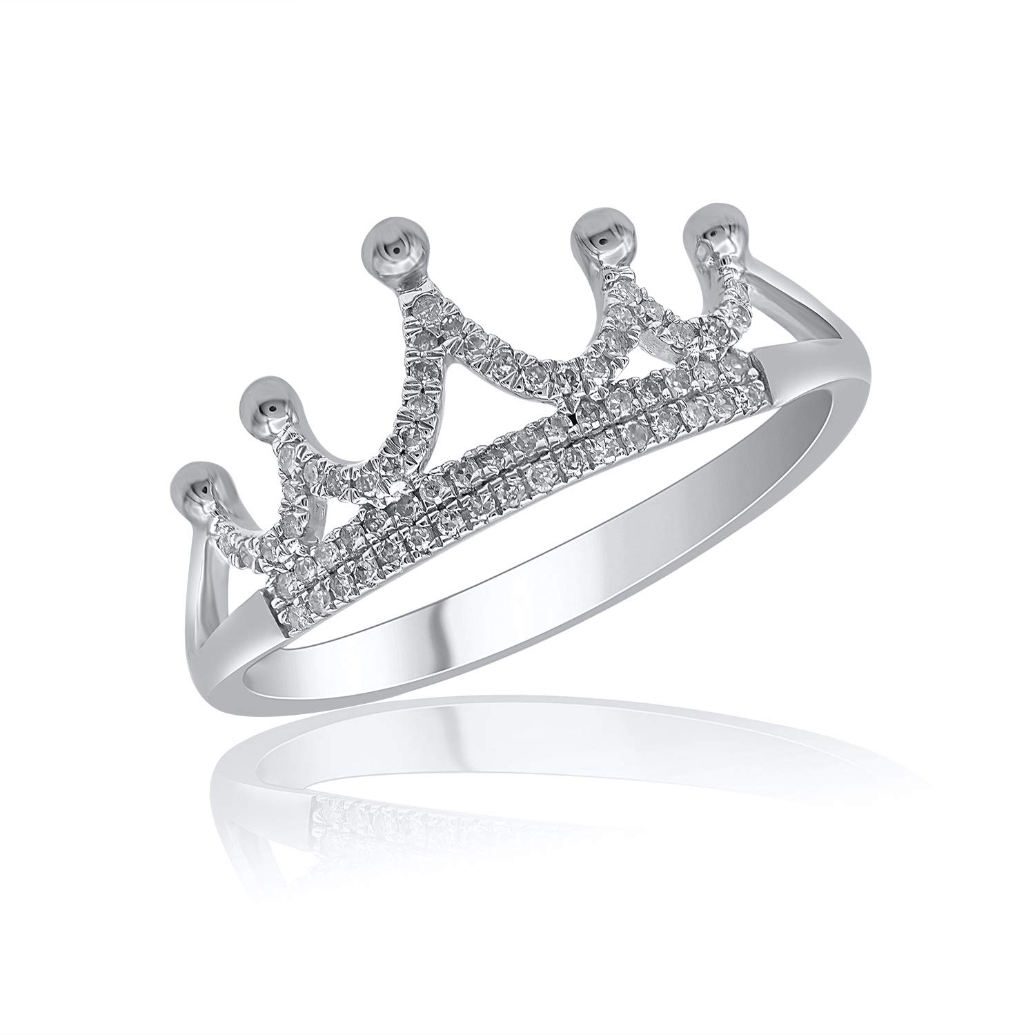 1/6 Carat Natural Diamond Ring for Women - Sterling Silver I-J Color I3-I4 Clarity, Elegant Diamond Crown Design, Perfect Jewelry Gift for Christmas, Thanksgiving, Anniversary & Special Occasions - Fashionable Personality Ring for Girls & Women, Ideal for Date Nights, Parties, Weddings and Everyday Wear