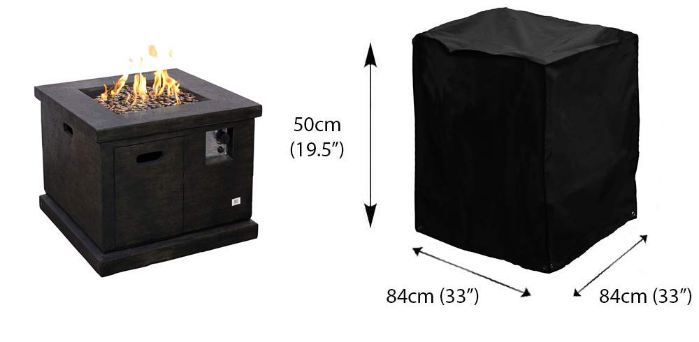 Bosmere D775 Storm Black Large Square Fire Pit Cover - Heavy Duty Weatherproof Protection for Outdoor Fire Pits, Patio & Backyard Use