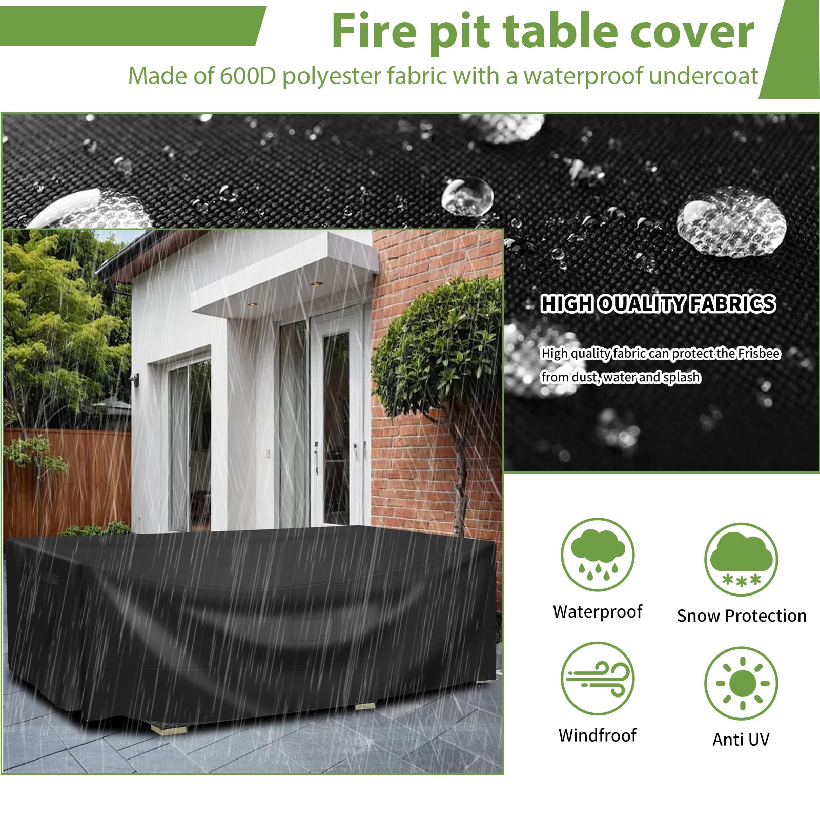 Waterproof Outdoor Patio Furniture Covers for Sectional Sofa Sets, Table & Chair Sets - Heavy Duty Black Rectangular Cover (90