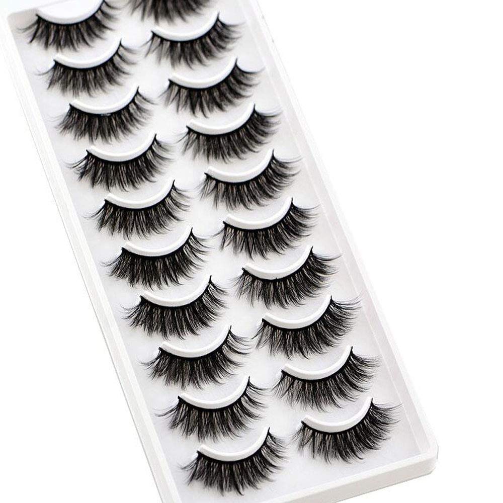 10 Pairs 3D Mink False Eyelashes - Natural Cross Long Messy Lashes for Eye Extension & Makeup | Reusable Fake Eyelashes for Daily Wear, Party & Special Occasions | Beauty Tools (2028)