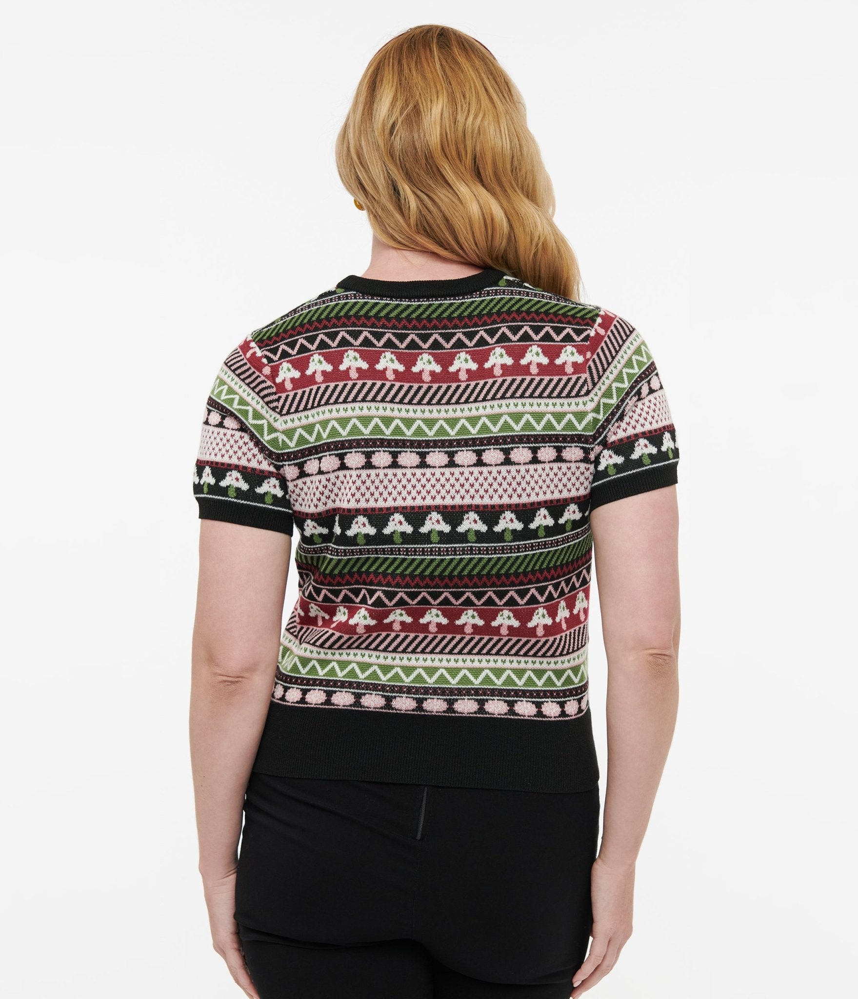 Vintage 1950s Mushroom Jacquard Sweater Women's Retro Knit Pullover - Perfect for Fall Fashion, Holiday Parties & Vintage-Inspired Outfits