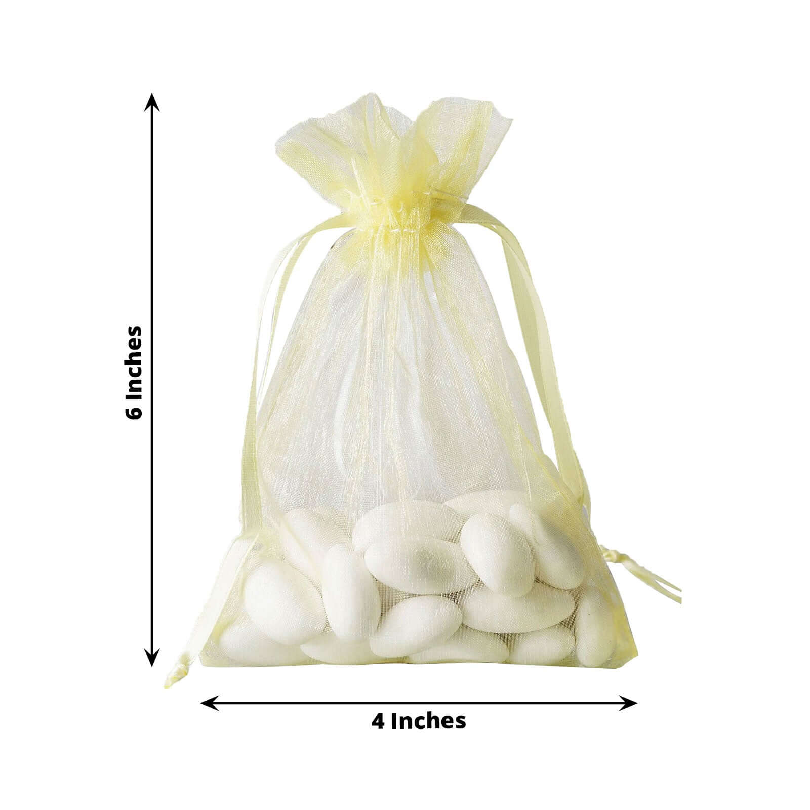 10 Pack 4x6 Inch Yellow Organza Drawstring Bags for Wedding Favors, Party Gifts, Bridal Shower - Bulk Wholesale - Perfect for Candy, Jewelry, Soaps & Small Gifts