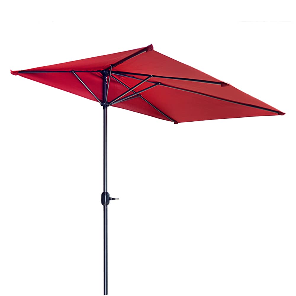 LKP Half Patio Umbrella with Crank - 5-Rib Sun Shade Canopy for Outdoor, Garden, Balcony, Wall & Window - Perfect for Shading Patios, Decks and Outdoor Seating Areas
