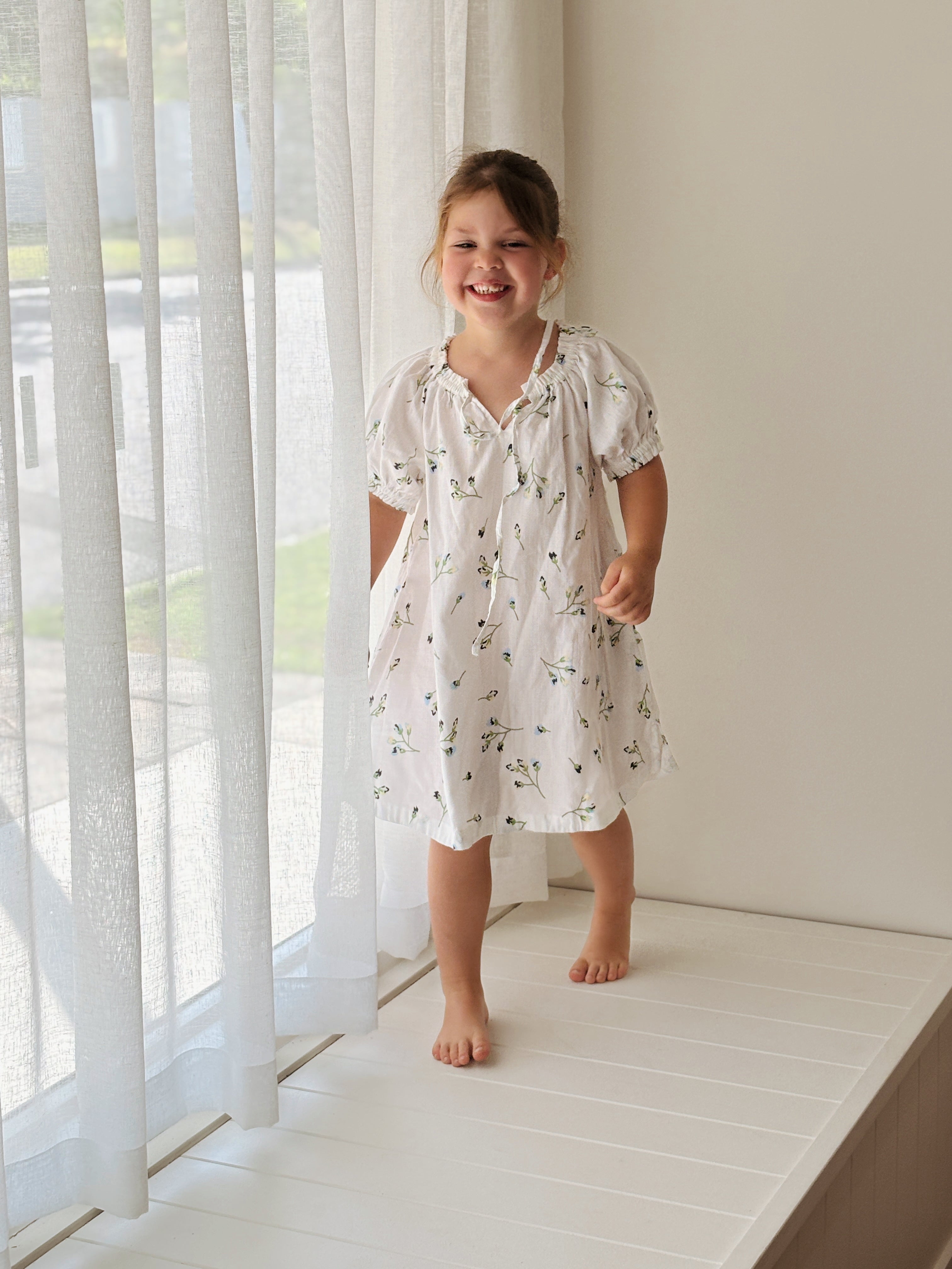 Girls Molly Lounge Dress - Soft Lyocell Linen Casual Dress in Bluebell - Perfect for Playdates, Relaxing at Home & Summer Outings