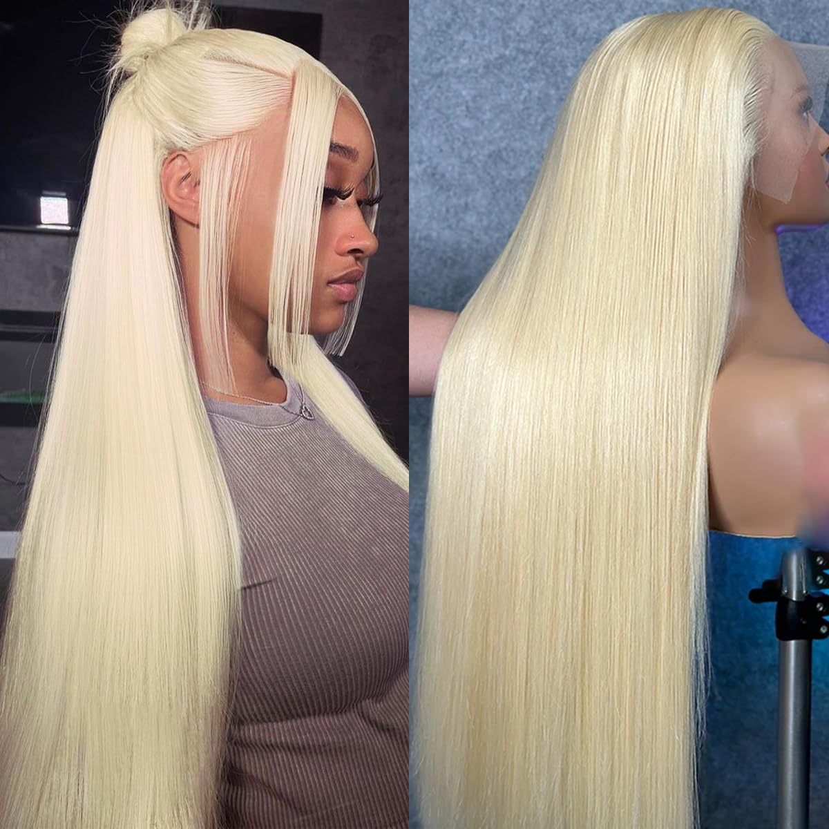 613 Blonde Human Hair Lace Front Wig 30 Inch - 13x6 HD Lace Frontal Wig 200% Density Pre-Plucked Glueless Straight Wig for Women | Perfect for Daily Wear, Cosplay, Parties & Special Occasions