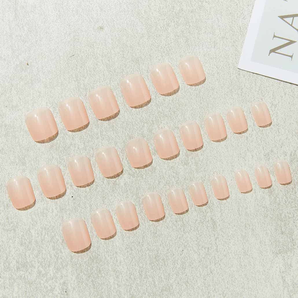 24pcs Nude Press on Nails - Square Glossy Short Fake Nails for Women & Girls | Easy DIY Artificial Nail Tips for Manicure | Perfect for Weddings, Parties & Daily Wear