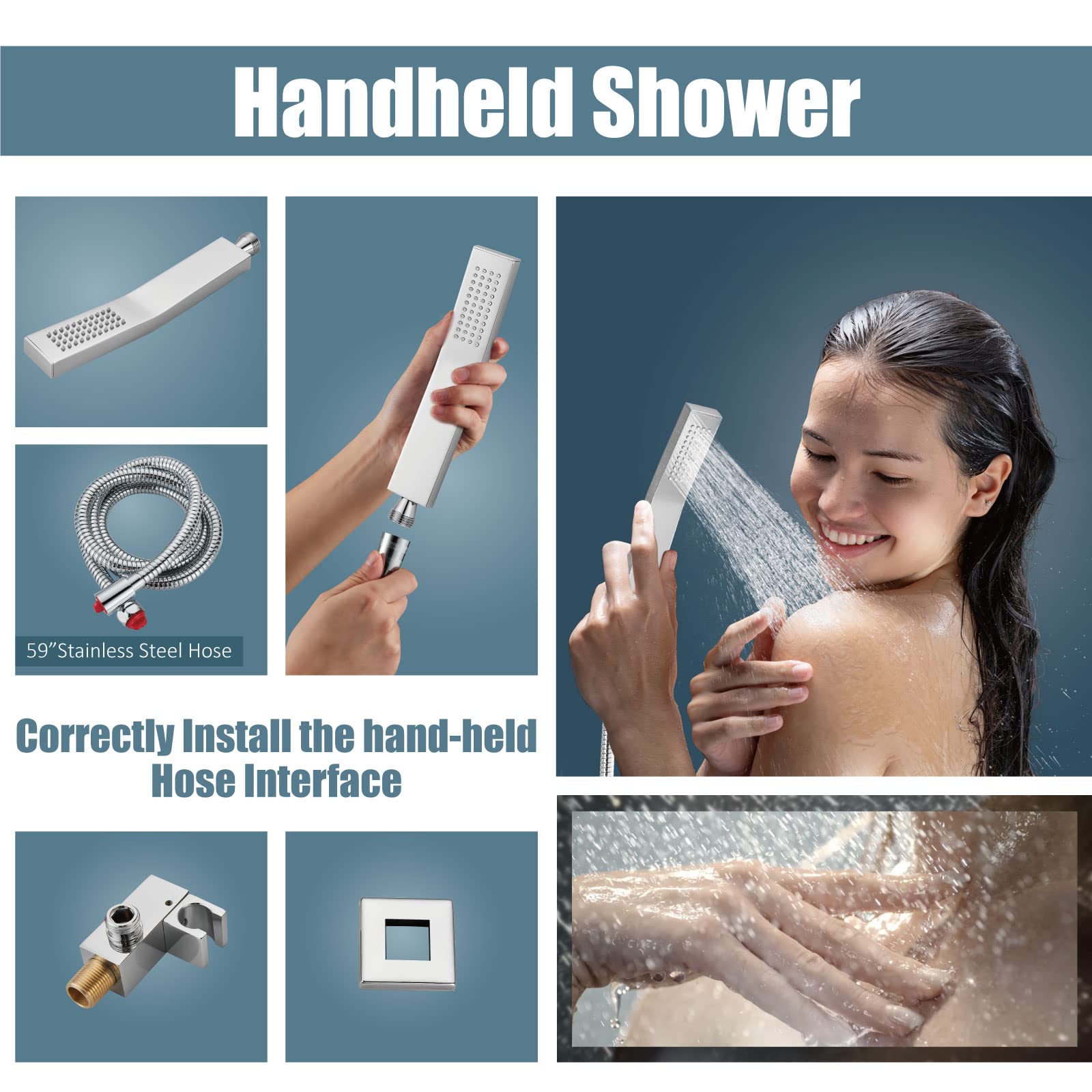 Aolemi 12 Inch Ceiling Mount Rain Shower System - High Pressure Shower Head with Handheld Spray, Polish Chrome Bathroom Faucet Set with Rough-in Valve & Trim Kit | Perfect for Modern Bathrooms, Spa-Like Shower Experience, Luxury Home Renovation