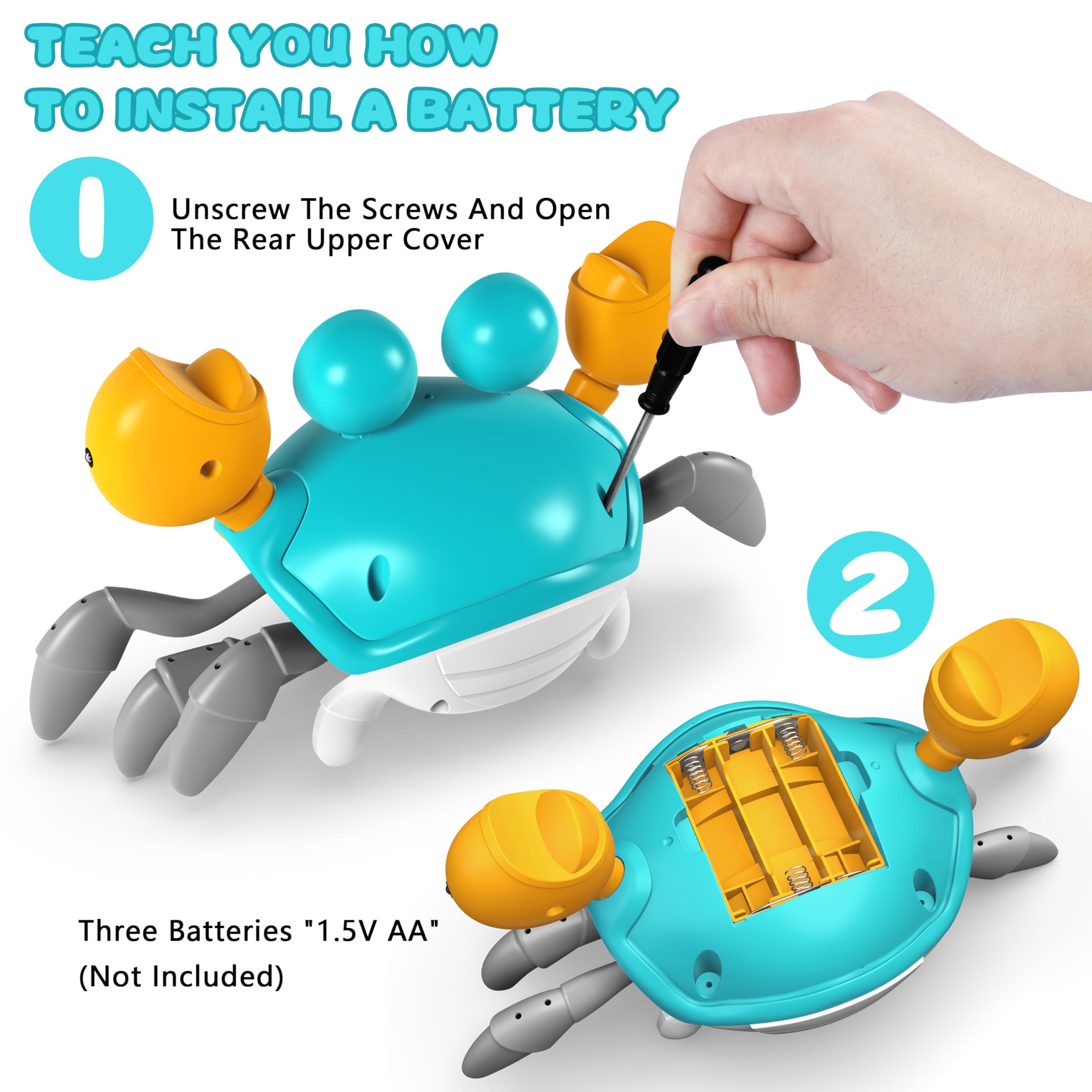 Interactive Dancing Crab Baby Toy - Crawling Musical Sensory Toy for Tummy Time, Infants 0-6 to 12-18 Months | Fun Walking Moving Toy with Music for Boys & Girls | Perfect Toddler Birthday Gift for Developmental Play & Learning