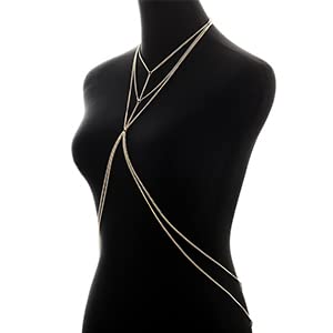 Sexy Gold Body Chain Bra Jewelry for Women - Bikini Necklace Harness for Parties & Beach | Perfect for Festivals, Nightclubs & Photo Shoots