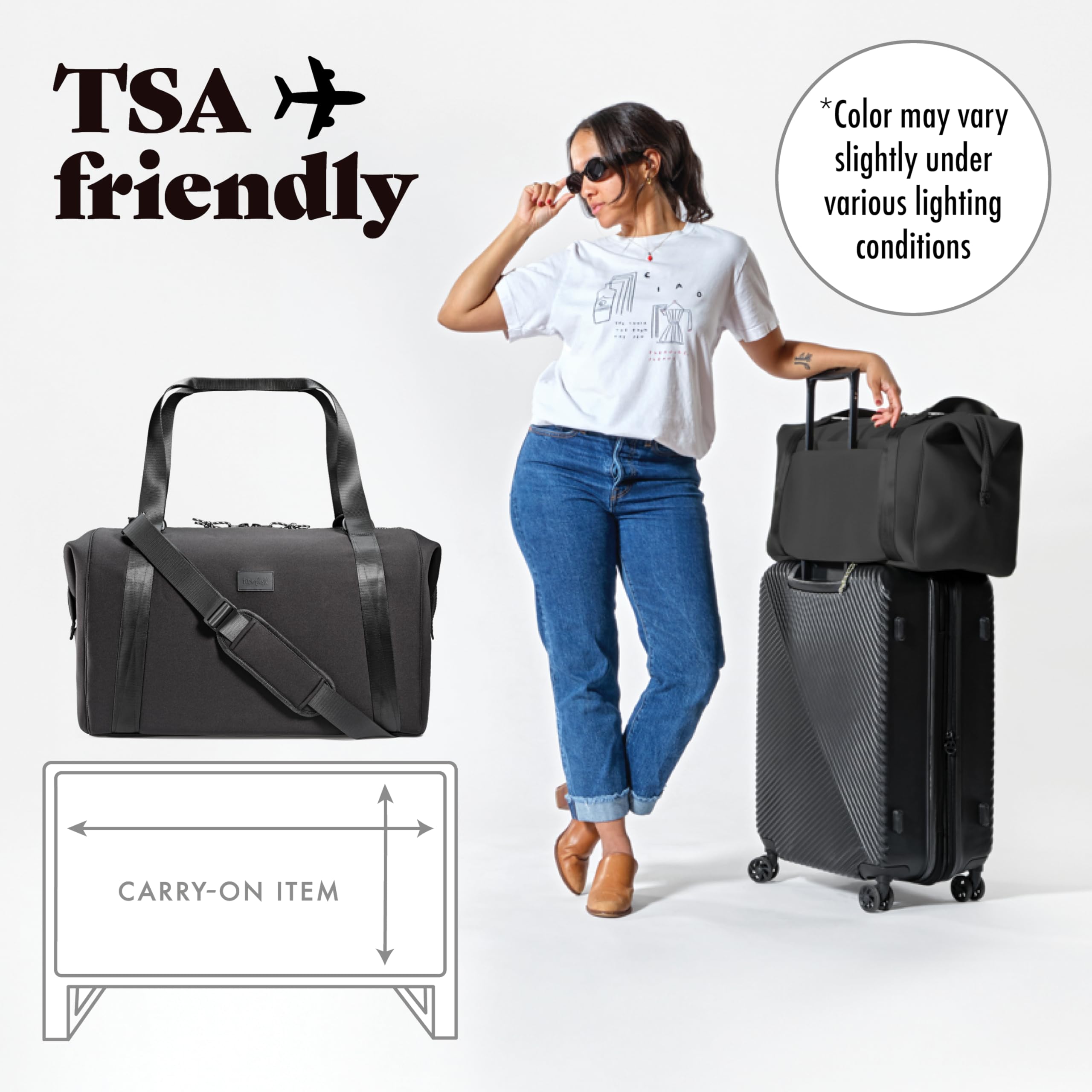 Fit & Fresh Premium Neoprene Weekender Bag with Trolley Sleeve - Large Overnight Carry-on Duffel for Travel, Gym, Hospital & Maternity | Perfect for Business Trips, Workouts, Labor & Delivery