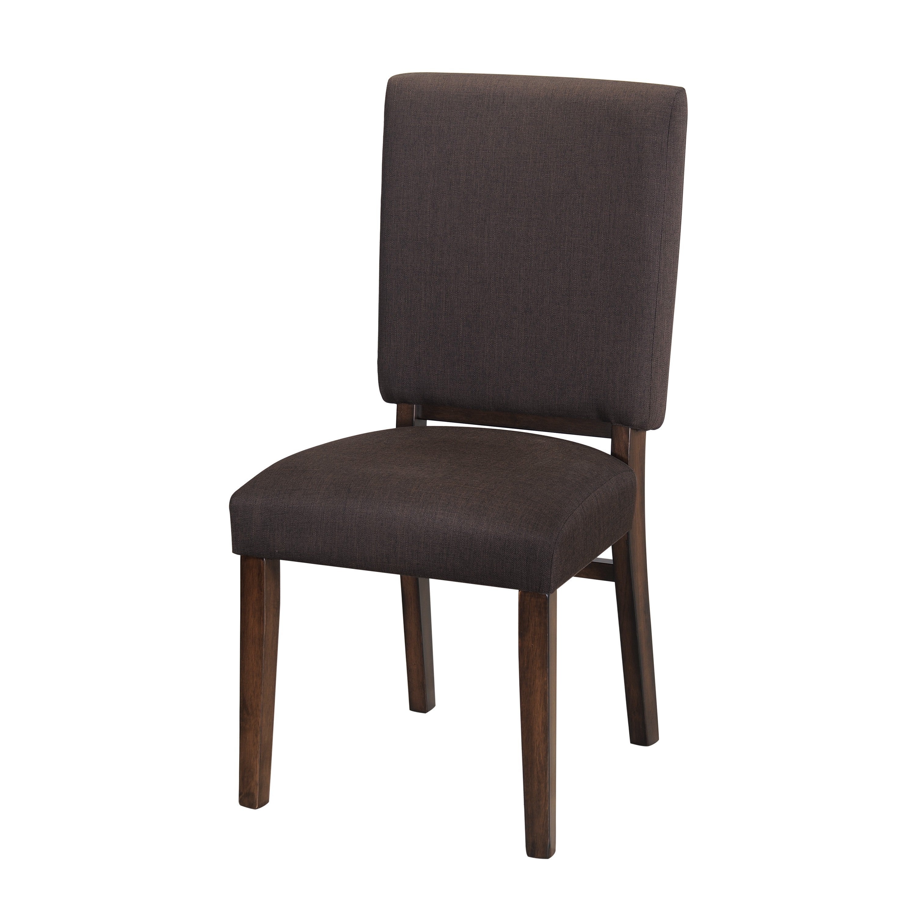 Chocolate Brown Fabric Upholstered Side Chairs 2-Piece Set with Walnut Finish Wooden Frame - Dining Room Furniture for Kitchen, Breakfast Nook, and Small Space Decor