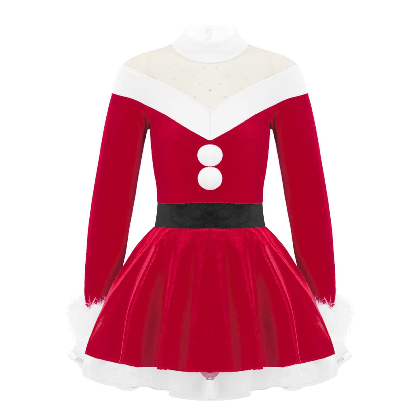 Hedmy Girls Christmas Party Santa Claus Costume - Velvet Tutu Princess Dance Dress for Holiday Performances & Festive Celebrations