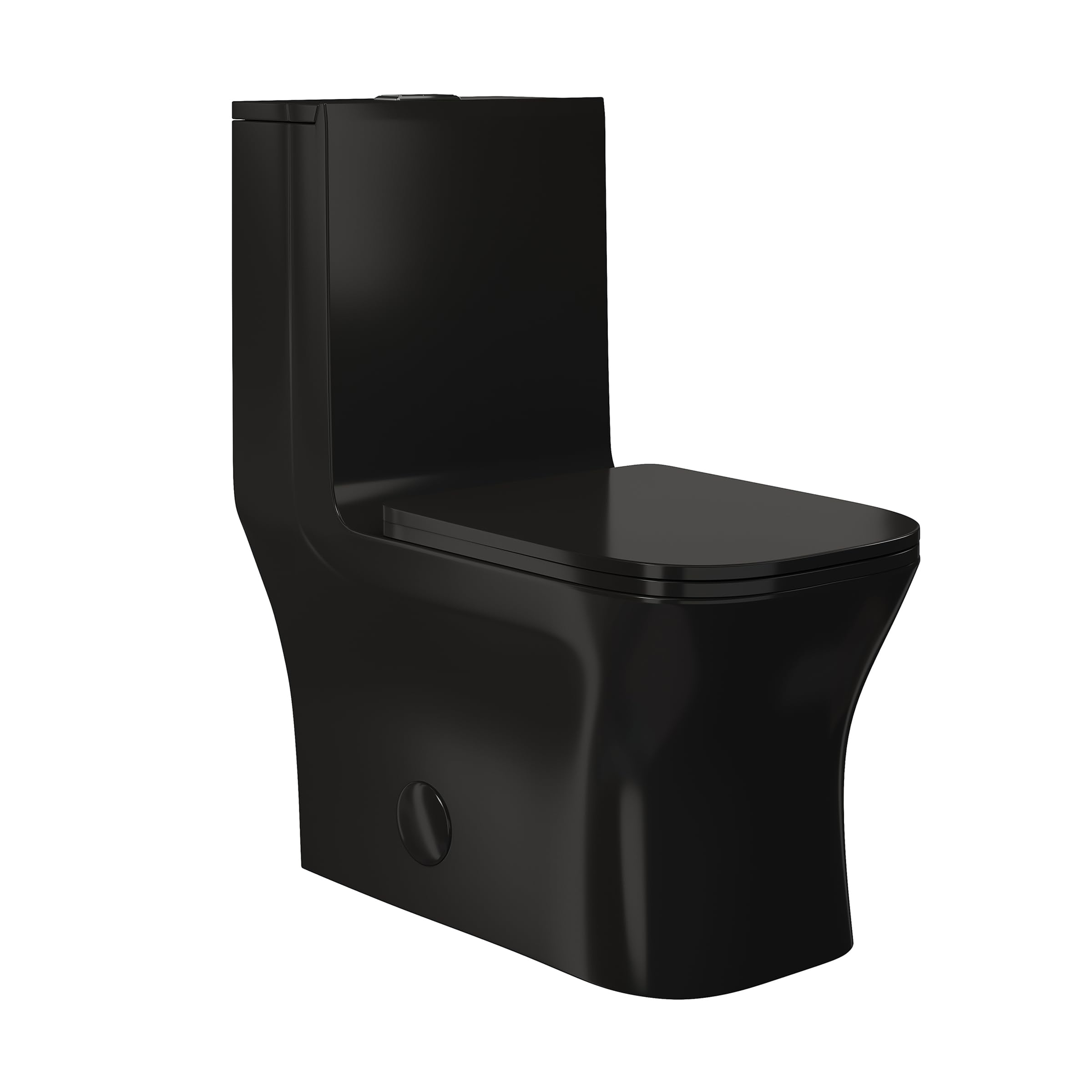 Concorde One Piece Square Toilet with Dual Flush 1.1/1.6 GPF - Glossy Black Modern Water-Saving Bathroom Fixture for Home & Commercial Use