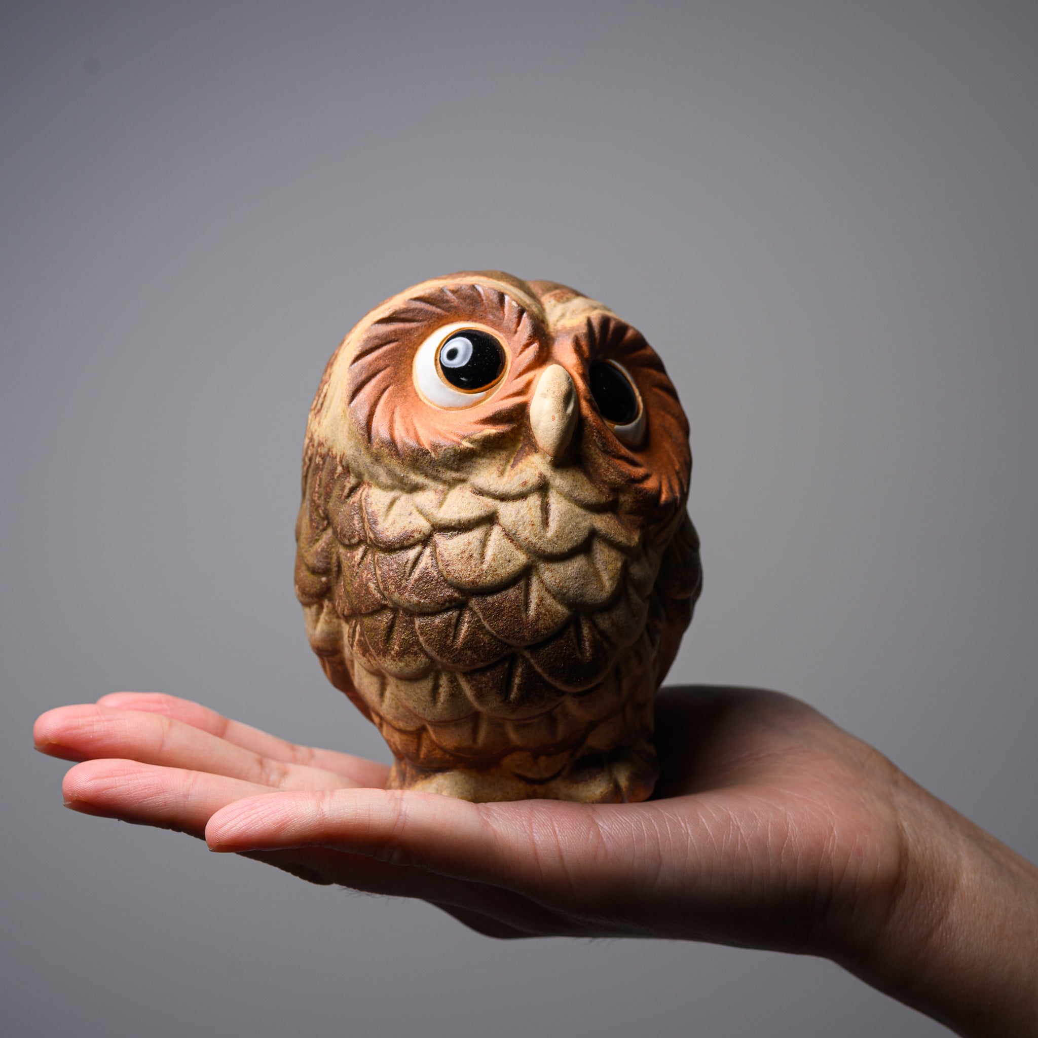 Authentic Shigaraki Ware Lucky Owl Ornament - 10cm Handcrafted Japanese Ceramic Home Decor for Good Fortune | Perfect for Shelf Display, Feng Shui Decor & Gift Giving