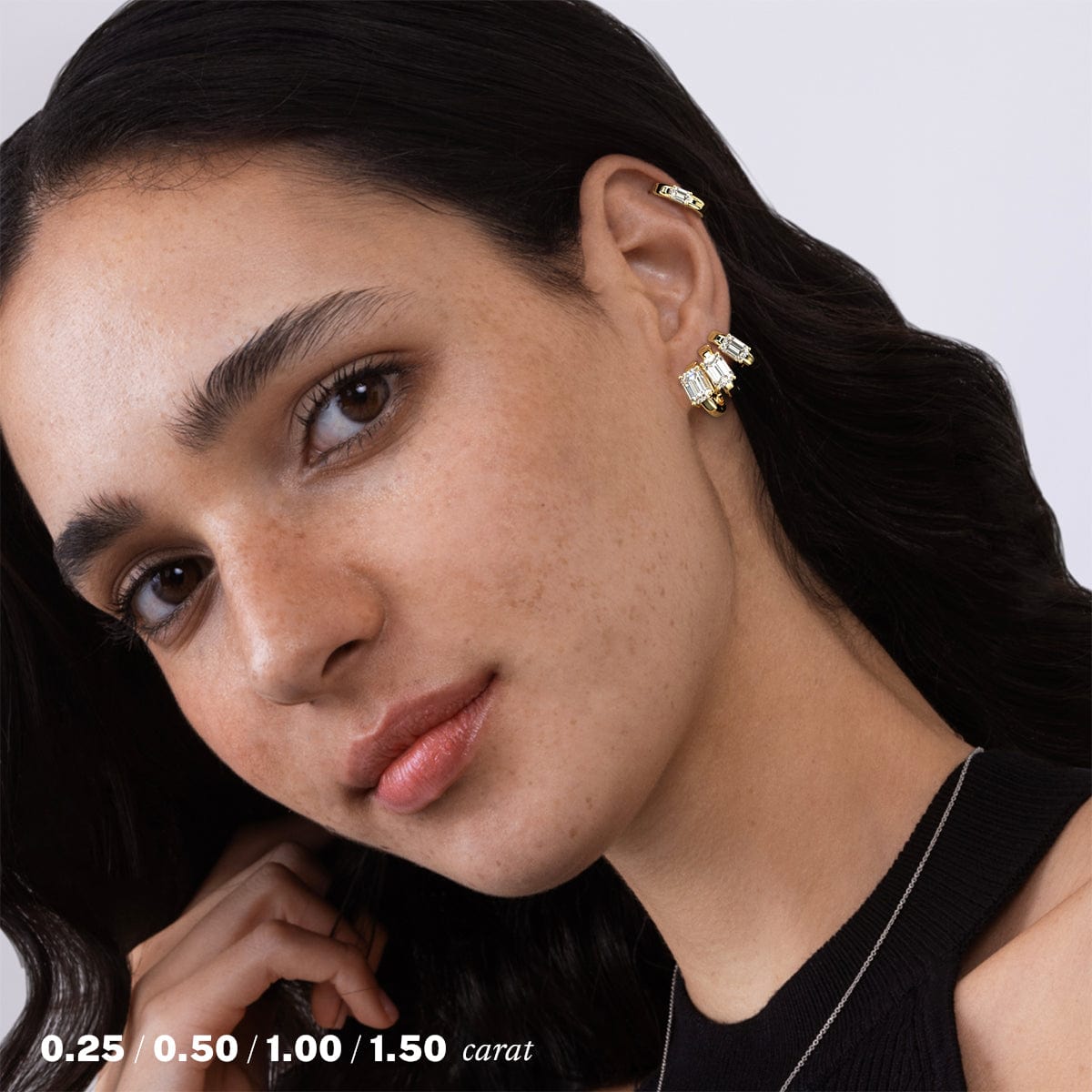 2 Carat Emerald Diamond Hoop Earrings for Women - 14K Gold Plated Dangle Earrings for Wedding, Party & Everyday Wear