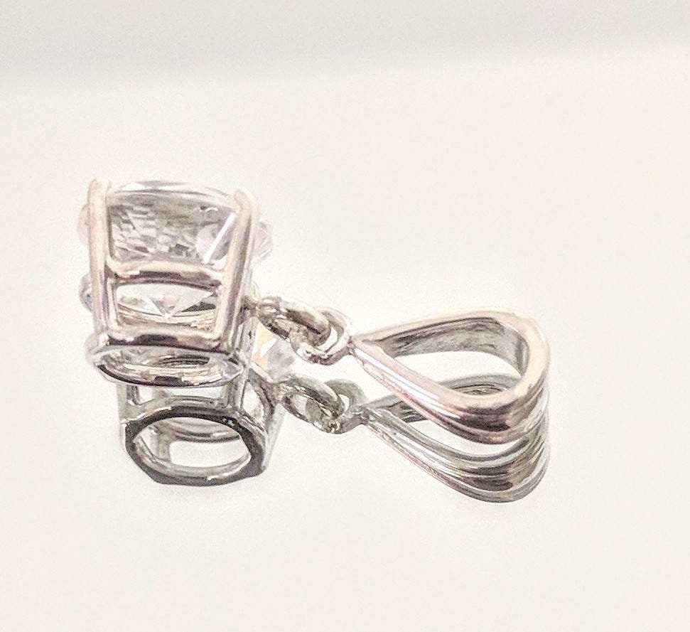 Solid Sterling Silver or 14K White/Yellow/Gold Natural White Sapphire 5-8mm Round Dangle Pendant Solitaire VVS - Perfect for Everyday Wear, Gift Giving & Special Occasions