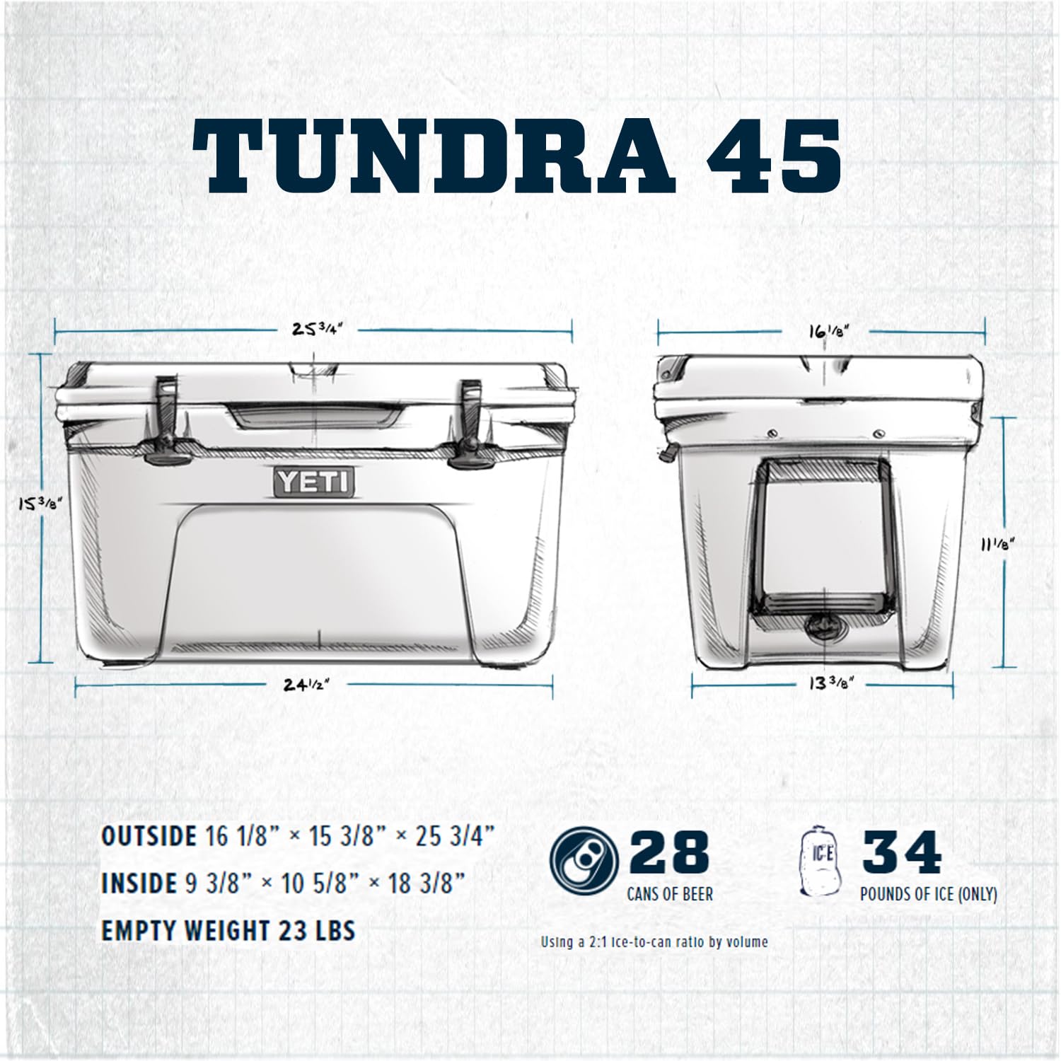 YETI Tundra 45 Quart Cooler - Premium Hard Cooler for Camping, Fishing, and Outdoor Adventures - Keeps Ice for Days - Perfect for Picnics, Tailgating, and Beach Trips