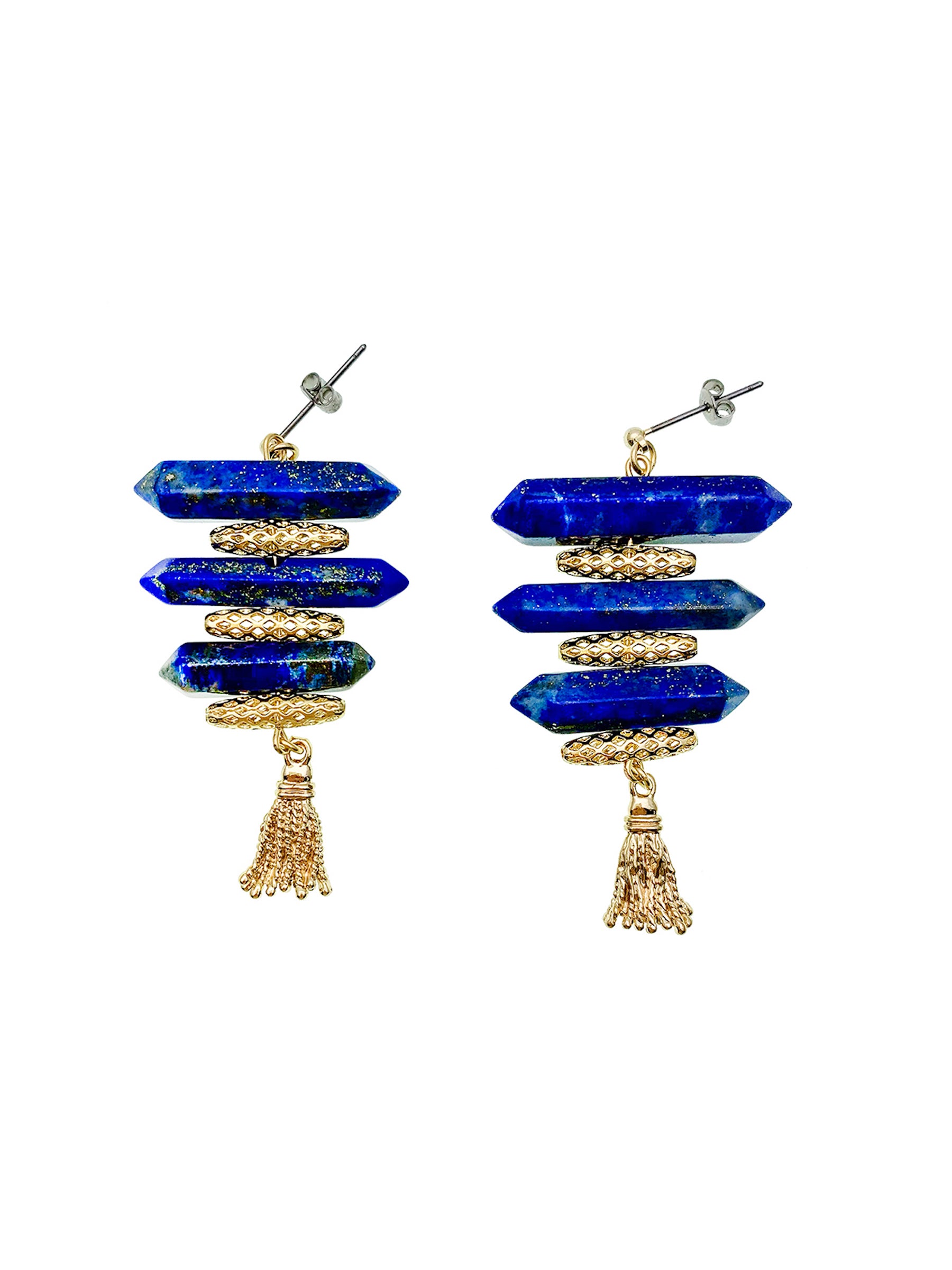 Lapis Artistic Earrings EE015 - Handmade Blue Lapis Lazuli Dangle Earrings for Women | Perfect for Parties, Weddings & Special Occasions