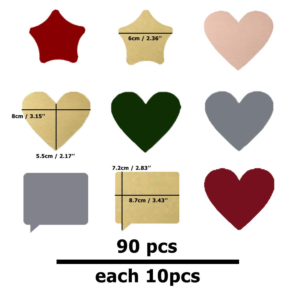 90 pcs Scratch Off Labels Stickers - 3 Inch Self-Adhesive DIY Stickers for Scrapbooking, Party Games, Gift Wrapping & Postcards | Heart, Star & Dialogue Shapes | Perfect for Birthday Parties, Classroom Rewards & Secret Message Games