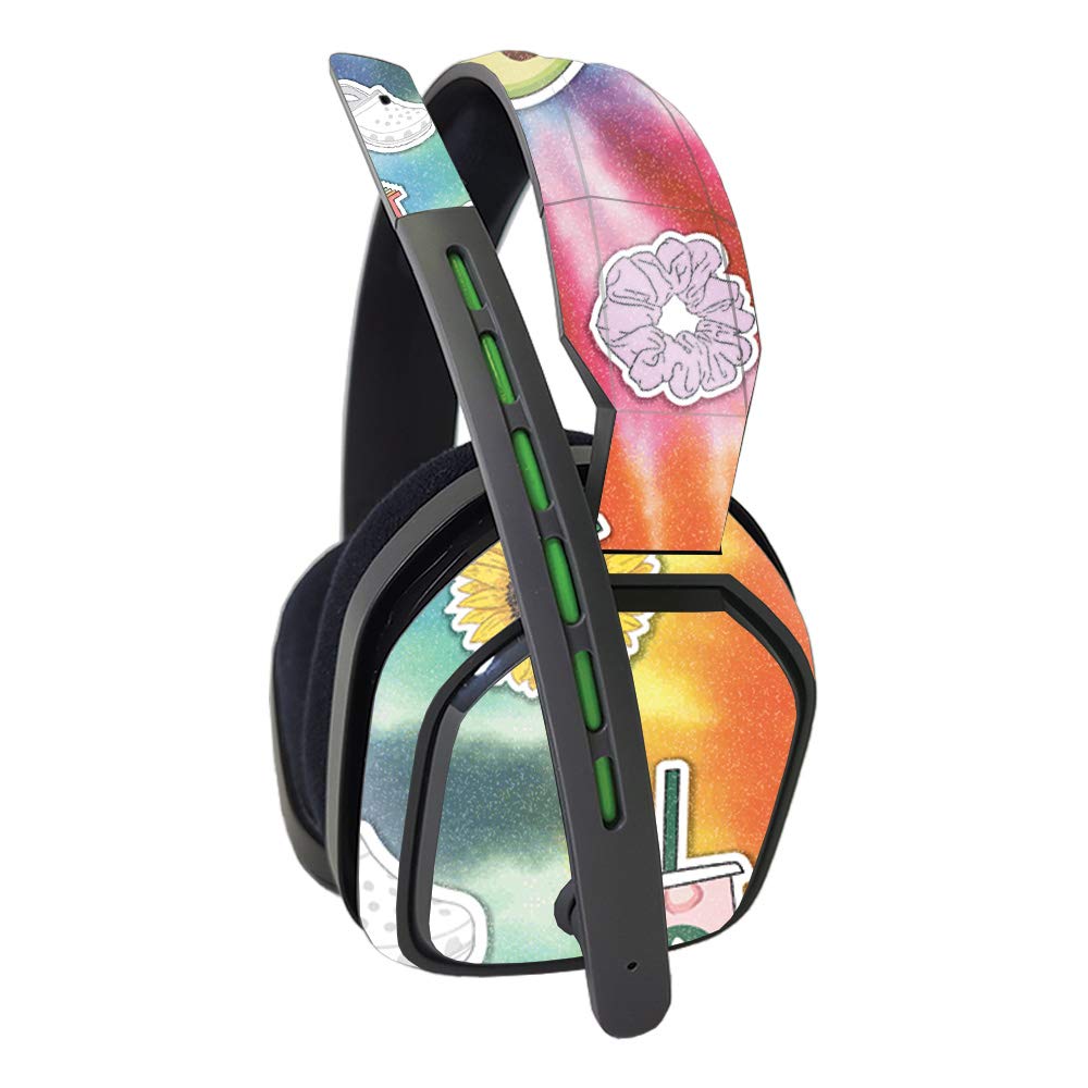 MightySkins Glossy Glitter Skin Cover for Astro A10 Gaming Headset - VSCO Girl Style | Protective & Durable High-Gloss Finish | Easy to Apply & Remove | Made in USA | Perfect for Gaming, Streaming & Customizing Your Headset