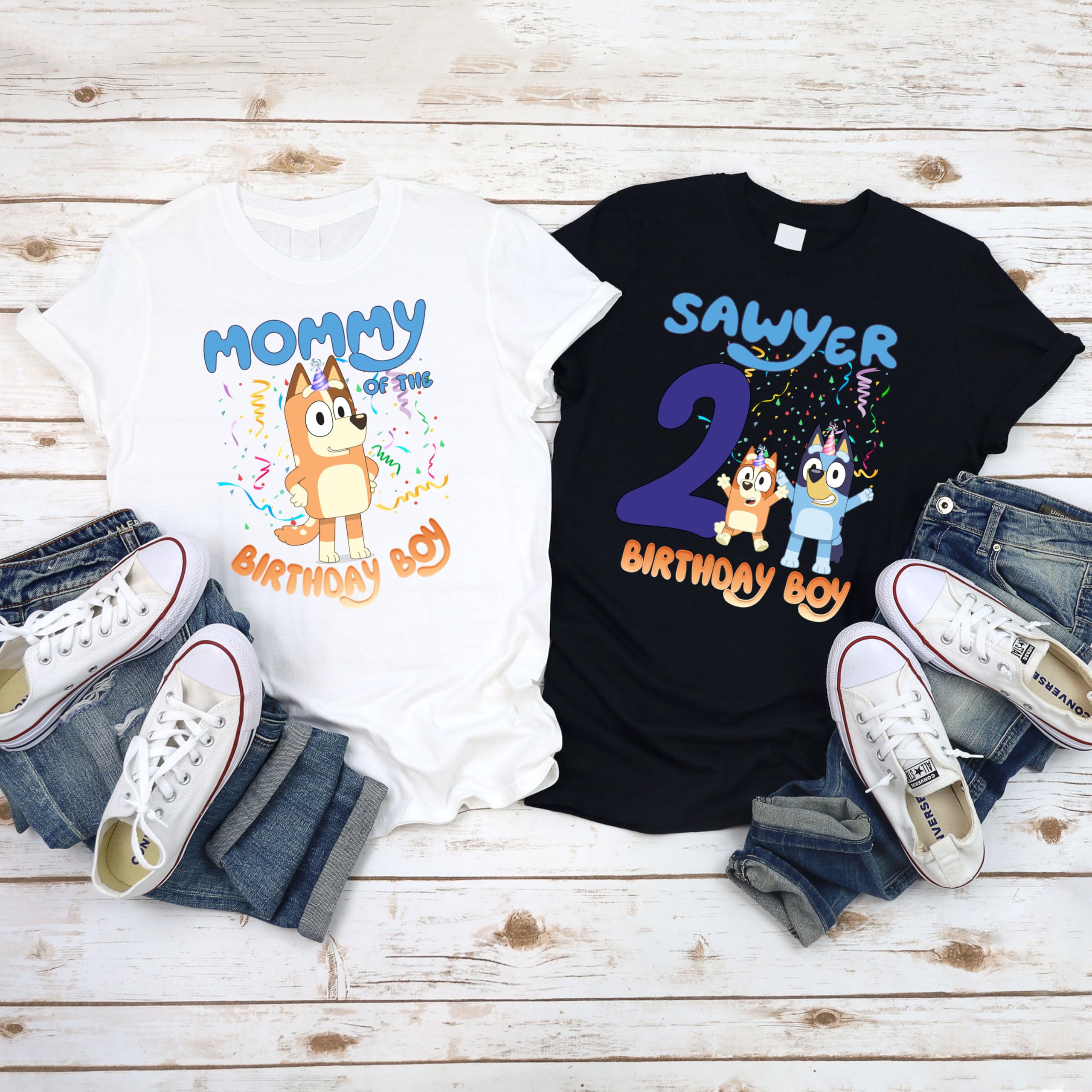 Custom Blue Dog Birthday Shirt for Boys & Girls - Personalized Pet Lover Tee for Dog Birthday Parties & Family Celebrations