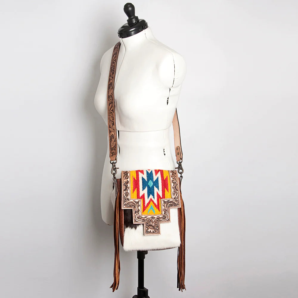 Handcrafted Aztec Leather Purse for Women - Boho Crossbody Bag with Intricate Tooling - Perfect for Festivals, Travel & Everyday Use
