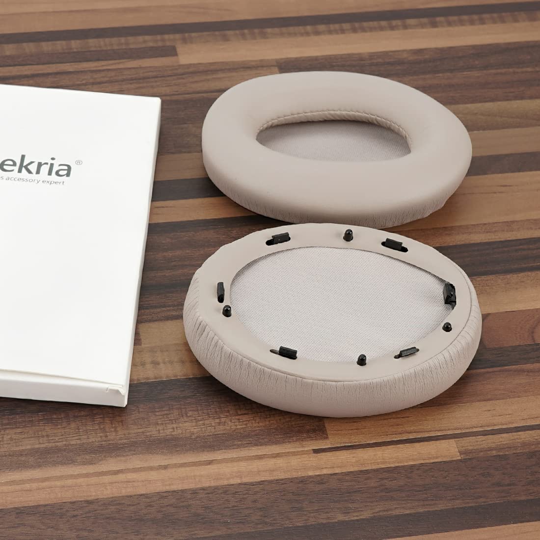 Geekria QuickFit Protein Leather Replacement Ear Pads for Sony WH-1000XM3 Headphones - Premium Noise Isolation Ear Cushions, Comfortable Headset Earpads, Durable Ear Cups Repair Parts (Silver) - Perfect for Travel, Work & Gaming