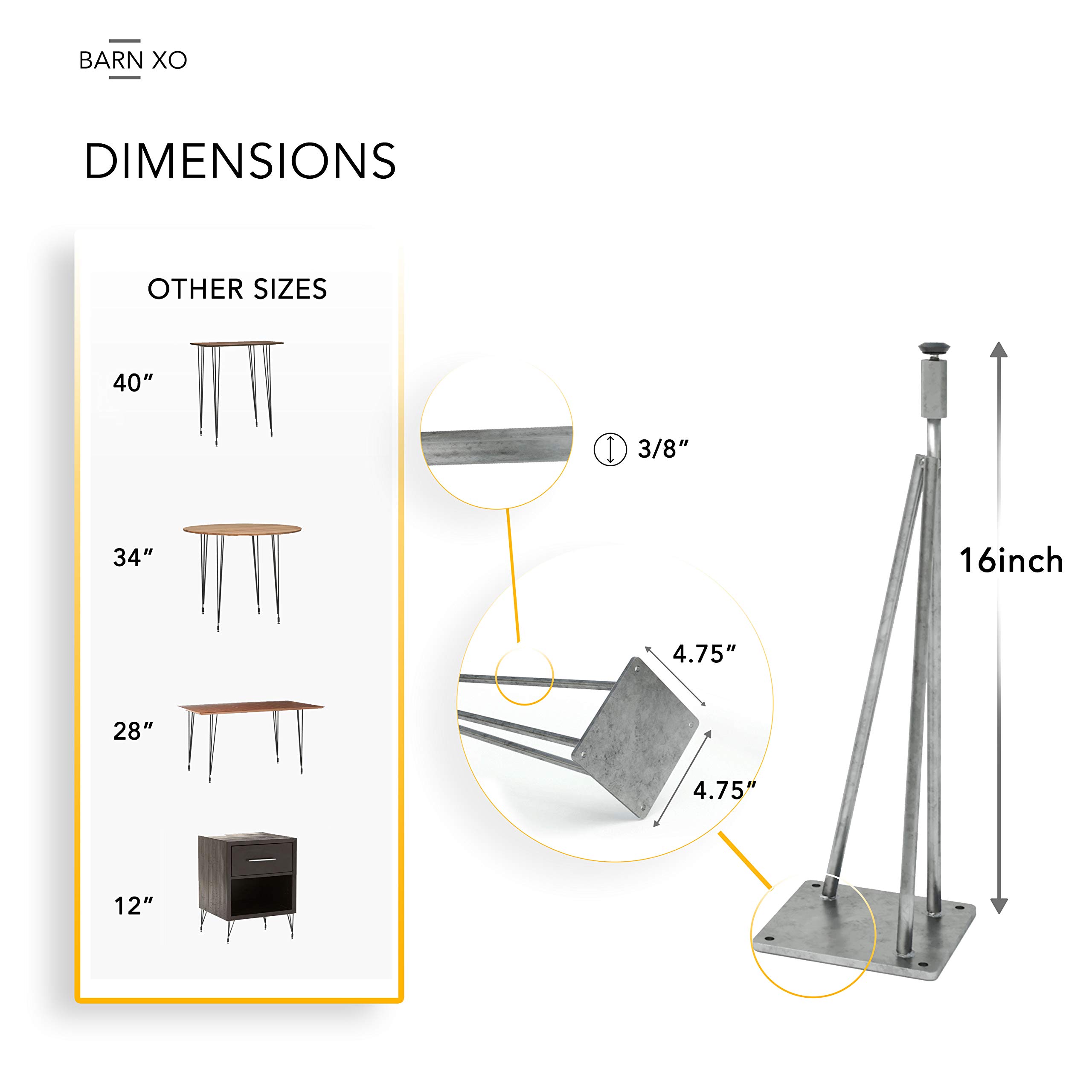 Industrial Hairpin Table Legs Set of 4 - 22