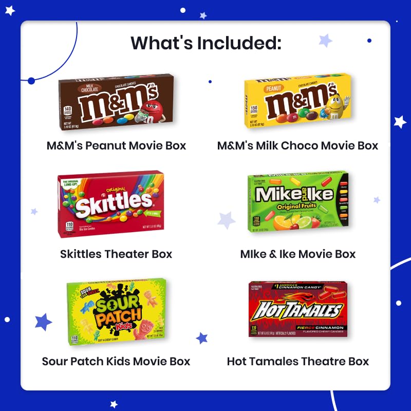 Movie Night Gift Basket with Candy Variety Pack, Snacks, Popcorn & Movie Trays - Family Gift Set by Cheshire Gifts | Perfect for Family Movie Nights, Birthday Gifts & Holiday Presents