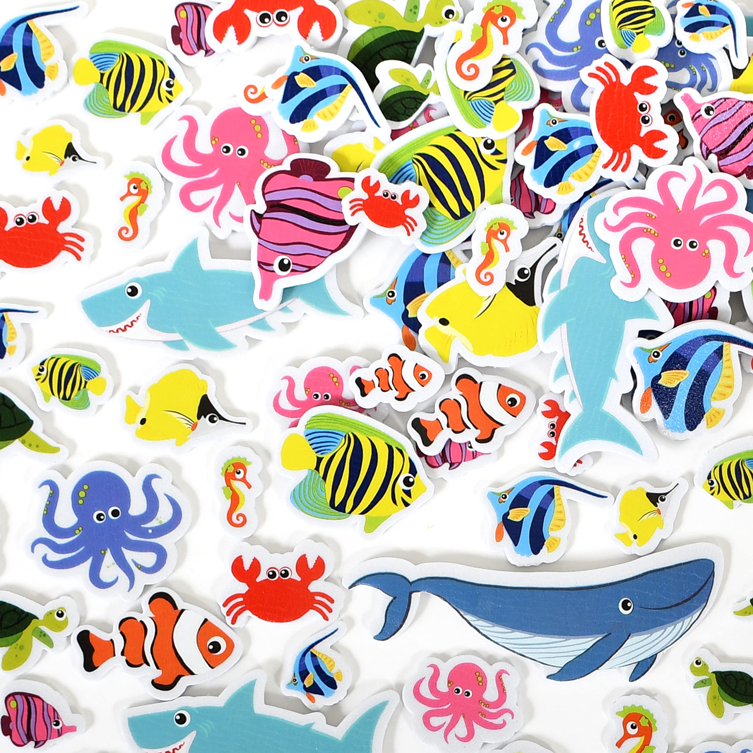 READY 2 LEARN Foam Stickers - 168-Piece Sea Life Ocean Animal Stickers for Kids - 3D Puffy Self-Adhesive Stickers for Crafts, Scrapbooking, Party Favors & Laptop Decoration - Perfect for Classroom Activities, DIY Projects & Underwater Theme Parties