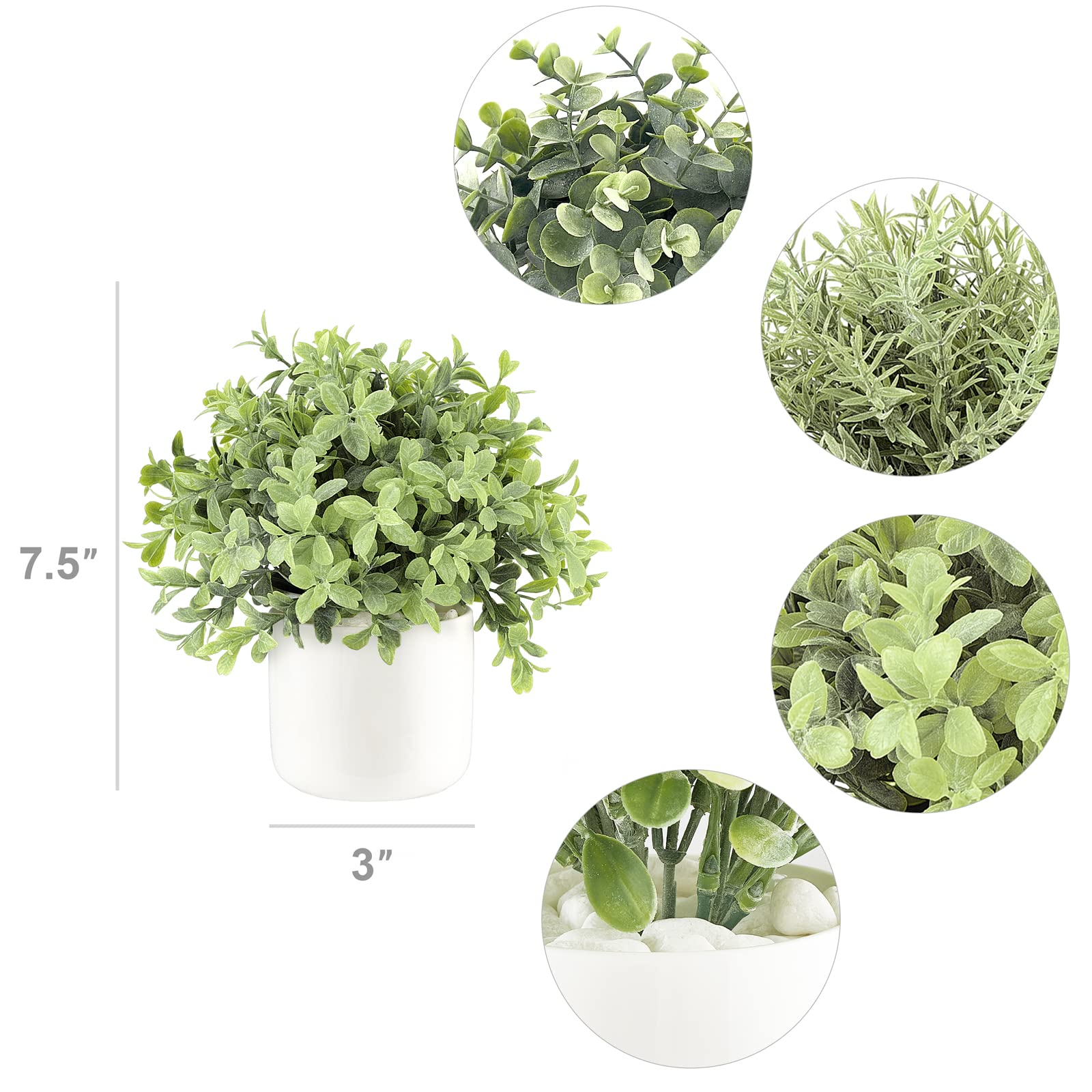 Artificial Potted Plants in Ceramic Pot - Realistic Fake Green Plants for Home & Office Decor - Perfect for Bookshelf, Bathroom, Desk, and Living Room Decoration