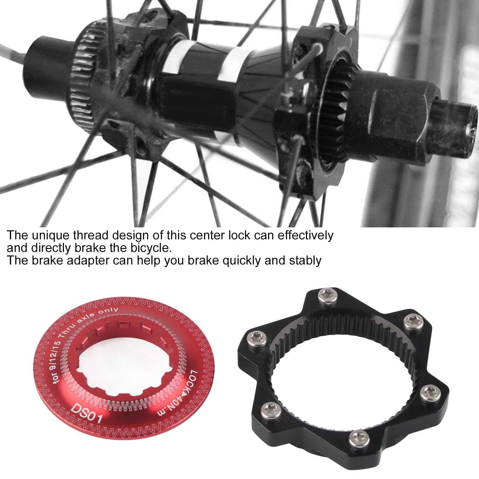 VGEBY Center Lock Hub Adapter 6 Bolt Disc Rotor Set (Red+Black) - for Bike & Motorcycle Upgrades