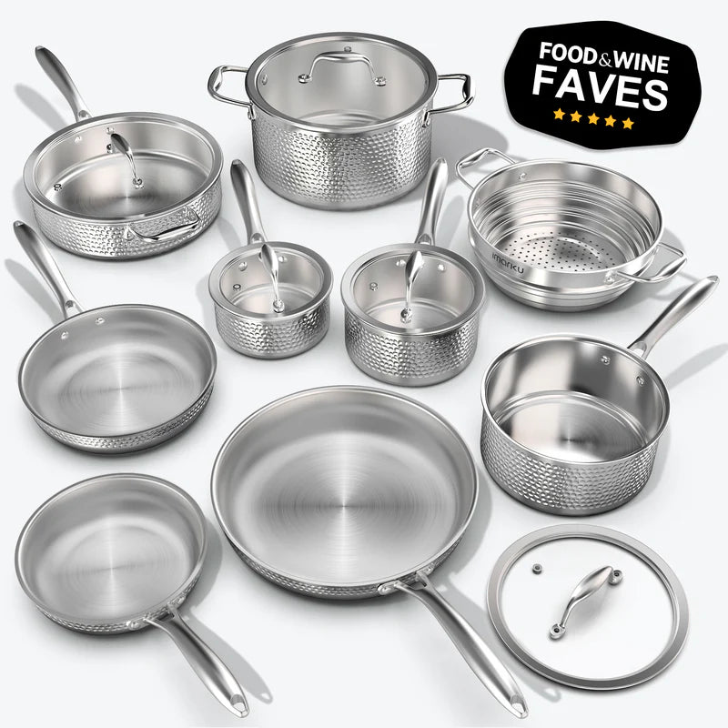 Premium Stainless Steel Cookware Set with 14-Piece Knife Set - Professional Kitchen Essentials for Cooking, Baking & Meal Prep - Perfect for Home Chefs & Culinary Enthusiasts