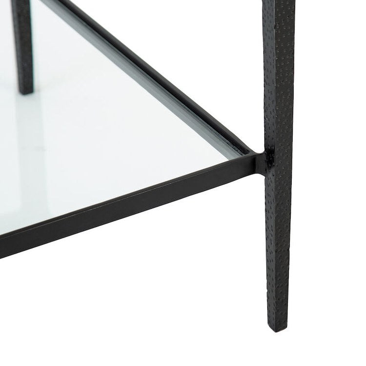 22 x 22 Inch Modern Accent Side Table in Black/Clear Glass - Perfect for Living Room, Bedroom, or Office Decor