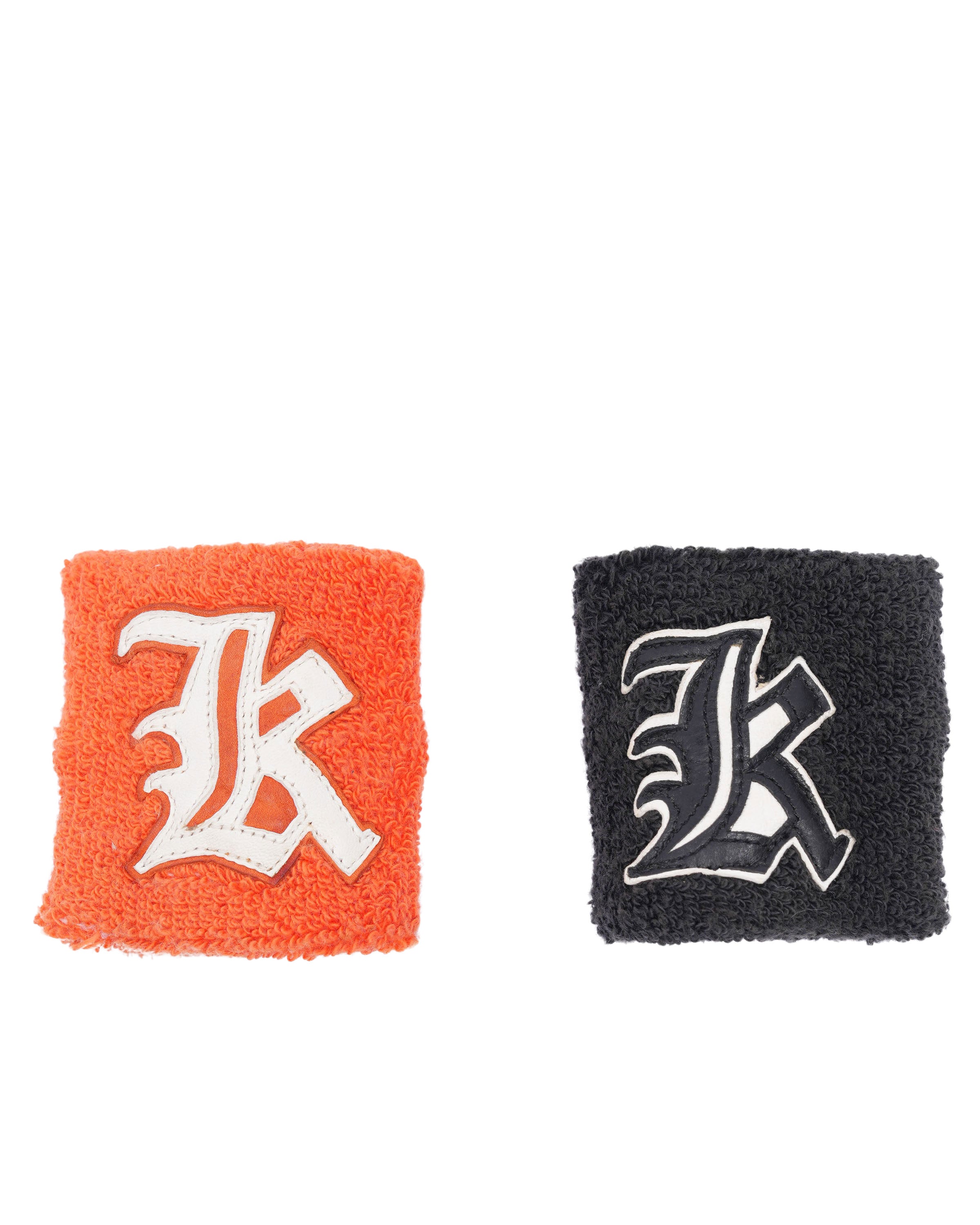 K Leather Patch Wrist Sweatbands for Men & Women - Premium Sweat Absorbing Gym & Tennis Wristbands - Ideal for Workouts, Sports & Fitness Activities