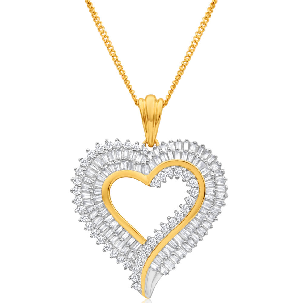 9ct Yellow Gold Diamond Pendant Necklace for Women - Elegant Solitaire Pendant with 18