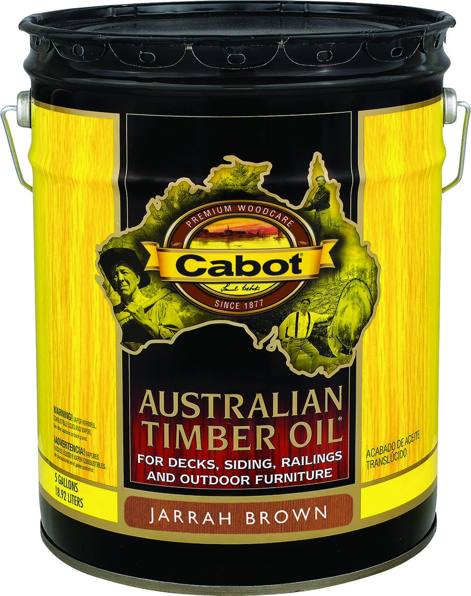 5 Gallon Cabot 3460 Jarrah Brown Australian Timber Oil - Triple Oil Protection for Decks, Fences & Outdoor Wood Furniture | Weatherproof & UV Resistant Wood Stain