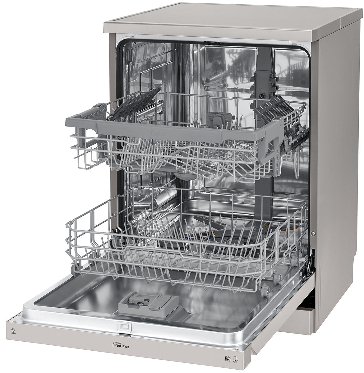 LG 14 Place Settings QuadWash Dishwasher in Platinum Steel Finish XD5B14PS - Perfect for Large Families & Entertaining Guests
